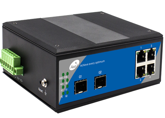 Ο διοικούμενος διακόπτης 2 Gigabit SFP ινών βρόχων SFP δαχτυλιδιών αυλακώνει + 4 λιμένες Gigabit Ethernet