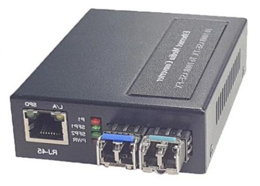 Μετατροπέας διακόπτη ινών Ethernet 1x10/100BASE-T σε 2x100BASE-X SFP με PSU