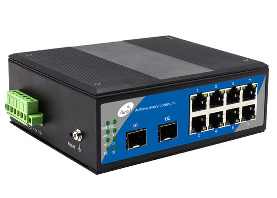 240V Power Over POE Ethernet Switch 2 θύρες ινών και 8 θύρες POE