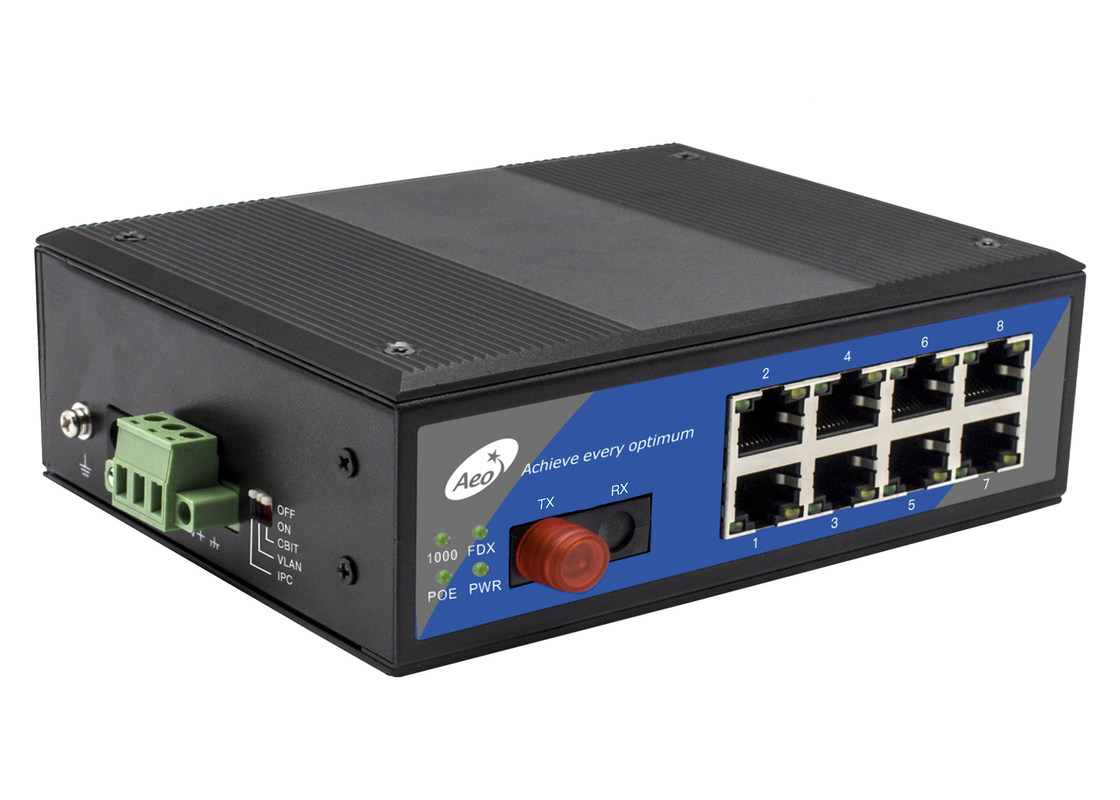 10/100/1000Mbps POE Fiber Switch 0-100km με 1 Fiber Port και 8 POE Ethernet Ports