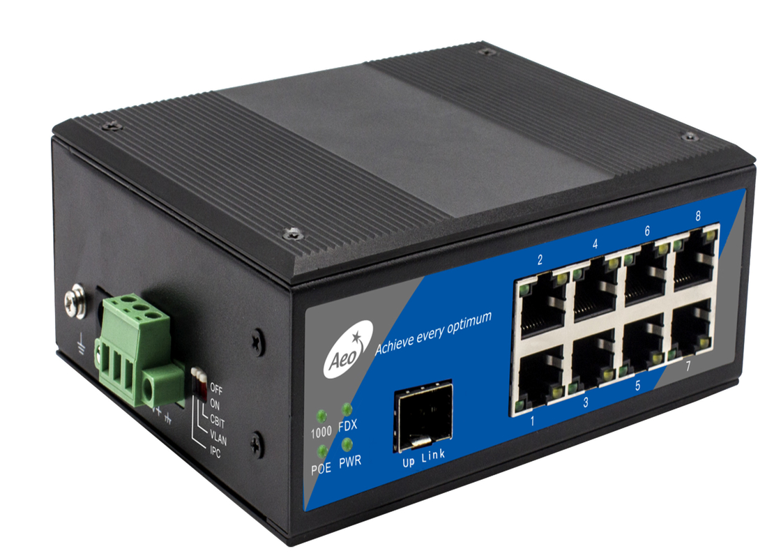 Μονή θύρα ινών POE Ethernet Switch με εξωτερική παροχή ρεύματος 8 θύρες