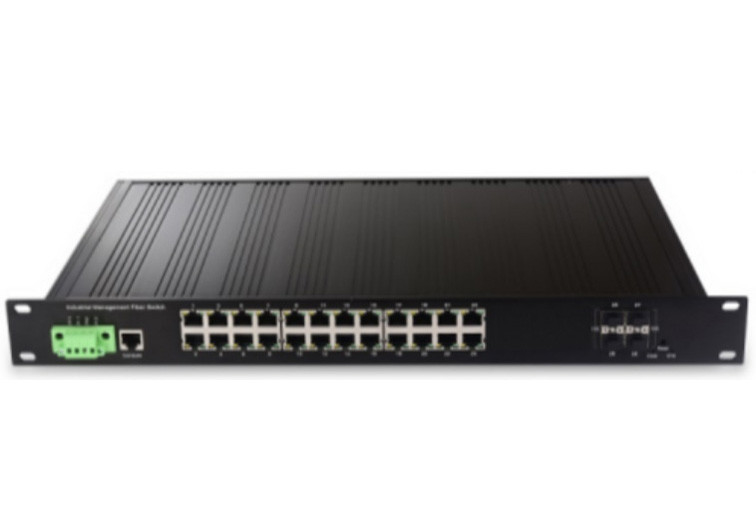 Διαχειριζόμενος βιομηχανικός διακόπτης Ethernet 28 θύρων με 4 θύρες 10G SFP+ και 24 θύρες Ethernet 10/100/1000Base-T (((X)