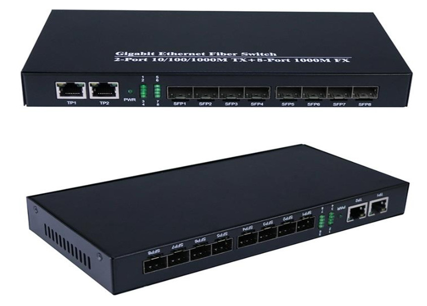 Γίγκαμπιτ Ethernet Fiber Switch 1.25Gbps 8 θύρες SFP και 2 θύρες RJ45