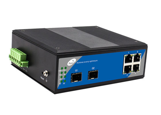 βιομηχανικός Ethernet διακόπτης 4 10/100/1000M Unmanaged λιμένες σημείου εισόδου 2 SFP